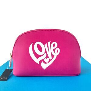 Torrid Cosmetic Makeup Bag Love Pink - Faux Leather Zip Accessory Pouch